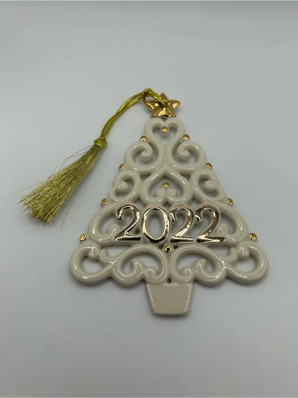 NEW Lenox 2022 Ceramic Tree Ornament with Gold Accents